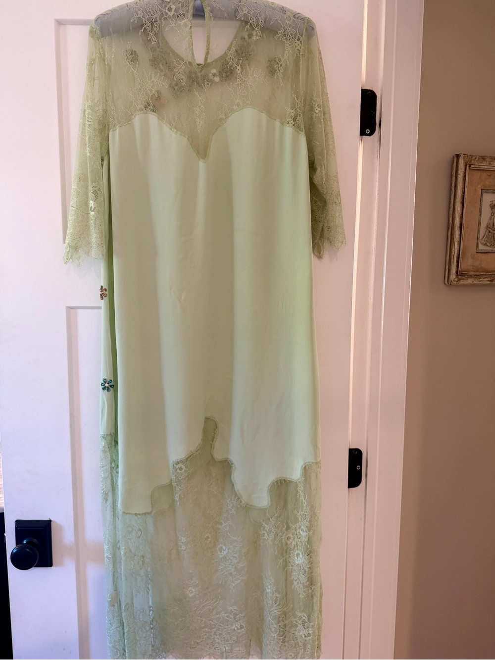 Anthropologie embellished and lace custom special occasion midi dress M - Picture 10 of 13